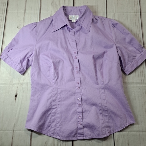 Ann Taylor LOFT Fitted button up shirt Size 8 Lavender - Picture 2 of 12